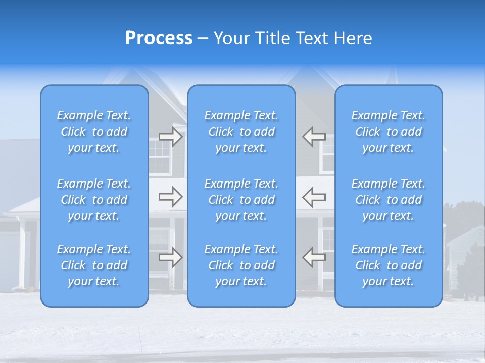 A View Of A New Home In Winter, Covered With Snow. PowerPoint Template