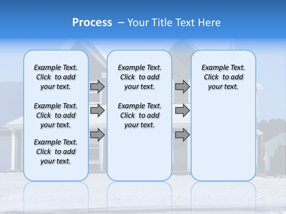A View Of A New Home In Winter, Covered With Snow. PowerPoint Template