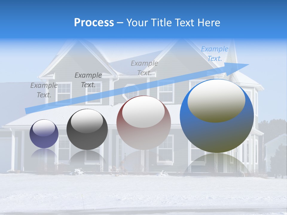 A View Of A New Home In Winter, Covered With Snow. PowerPoint Template