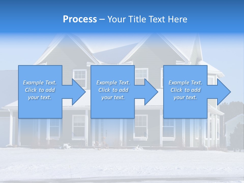 A View Of A New Home In Winter, Covered With Snow. PowerPoint Template