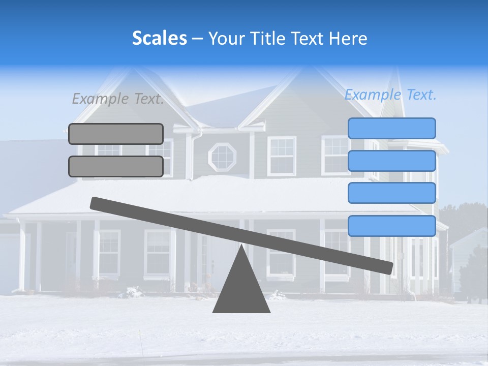 A View Of A New Home In Winter, Covered With Snow. PowerPoint Template