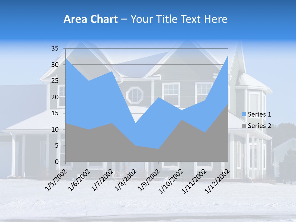 A View Of A New Home In Winter, Covered With Snow. PowerPoint Template