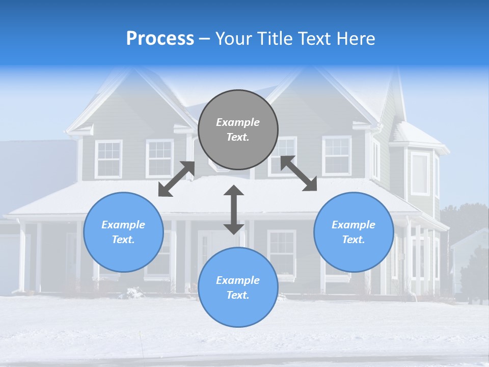 A View Of A New Home In Winter, Covered With Snow. PowerPoint Template