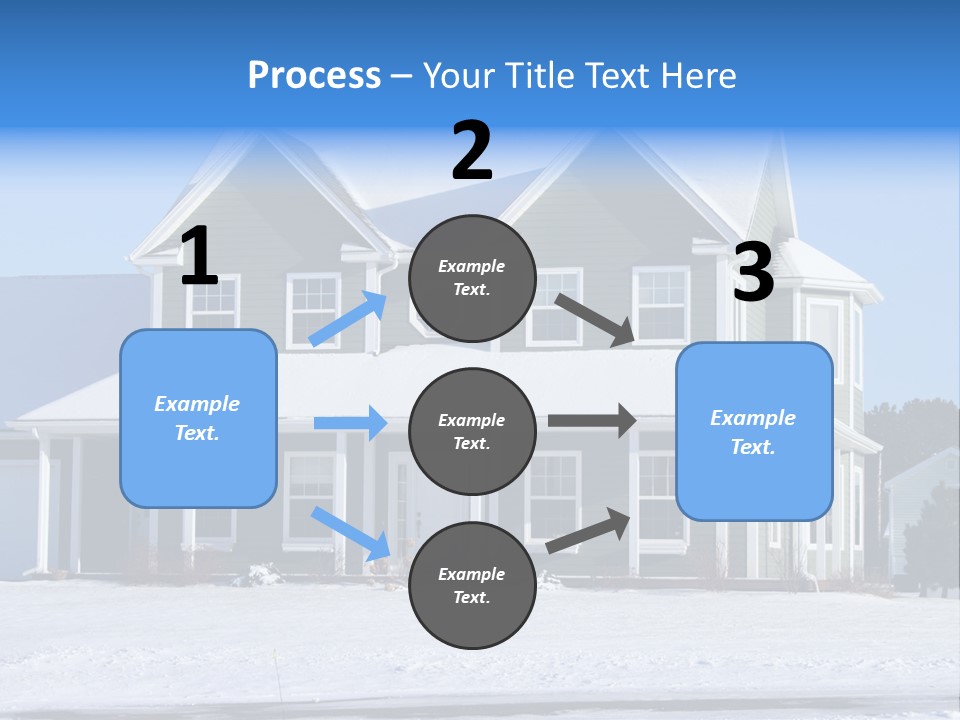 A View Of A New Home In Winter, Covered With Snow. PowerPoint Template