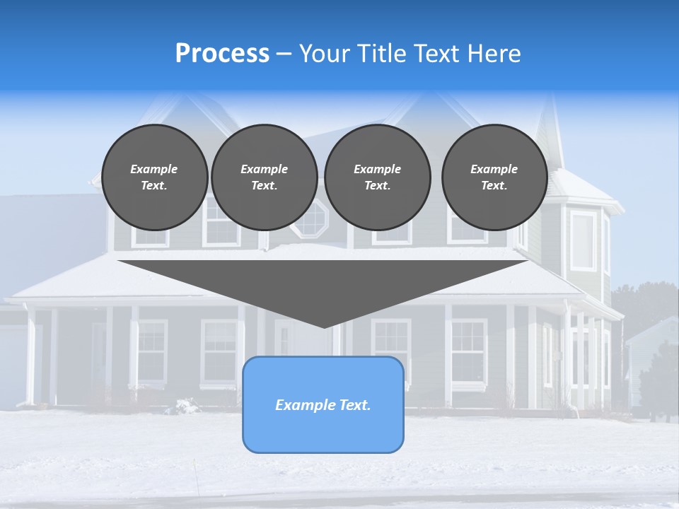 A View Of A New Home In Winter, Covered With Snow. PowerPoint Template