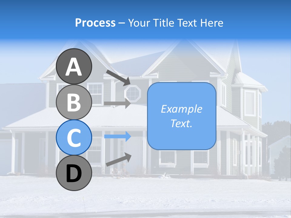 A View Of A New Home In Winter, Covered With Snow. PowerPoint Template