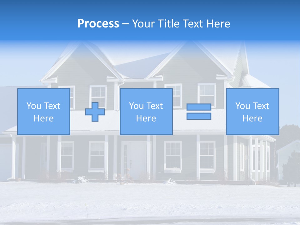 A View Of A New Home In Winter, Covered With Snow. PowerPoint Template