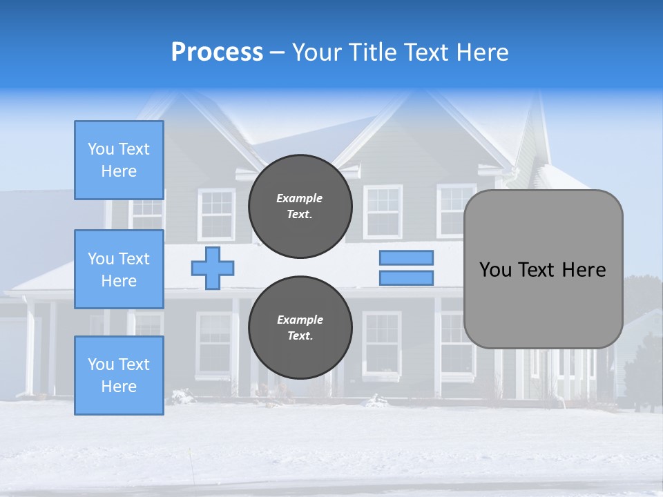 A View Of A New Home In Winter, Covered With Snow. PowerPoint Template