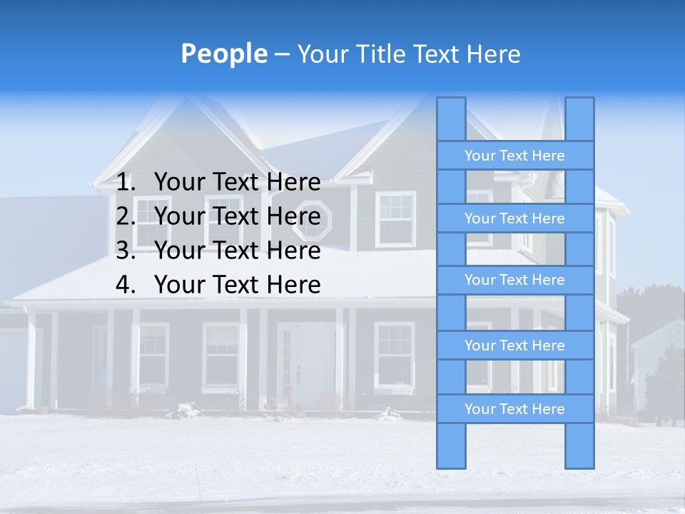 A View Of A New Home In Winter, Covered With Snow. PowerPoint Template