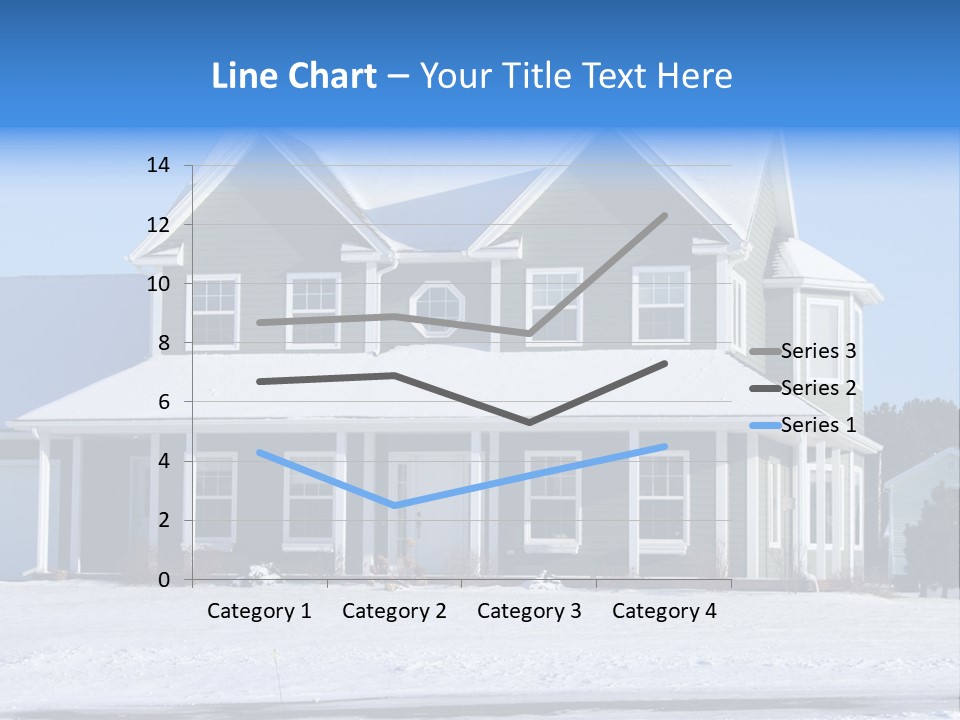 A View Of A New Home In Winter, Covered With Snow. PowerPoint Template
