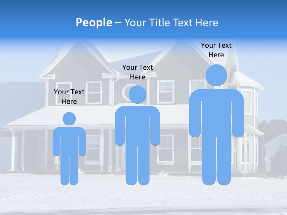 A View Of A New Home In Winter, Covered With Snow. PowerPoint Template