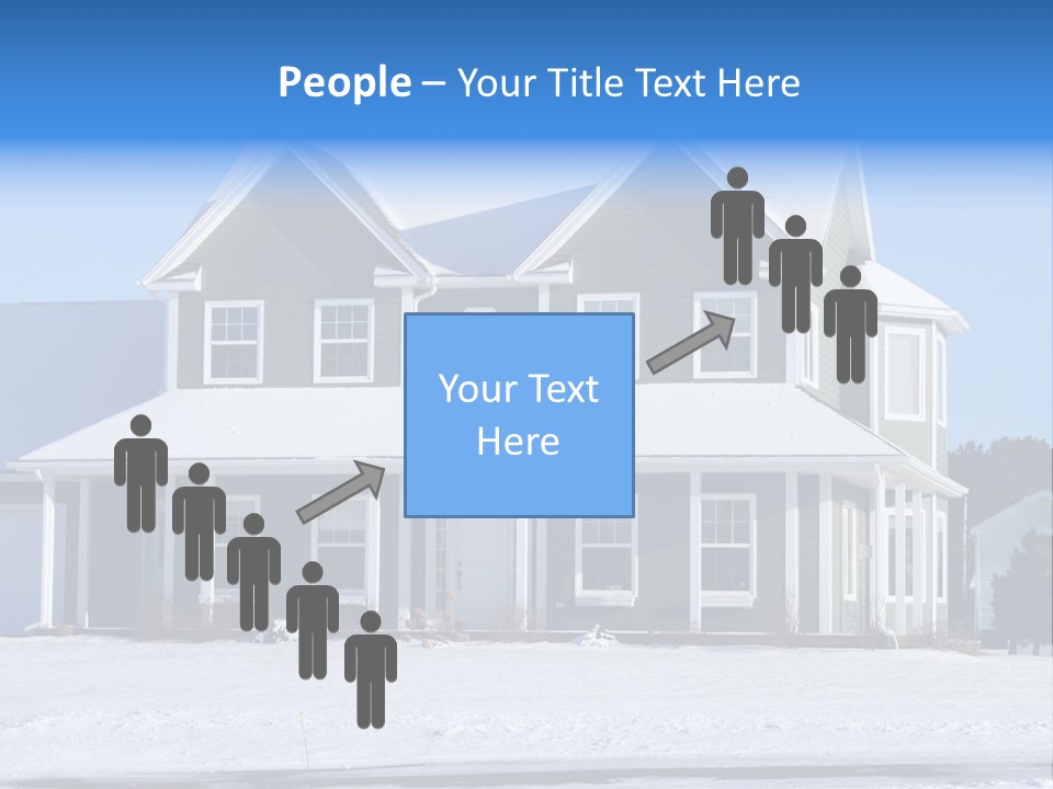 A View Of A New Home In Winter, Covered With Snow. PowerPoint Template