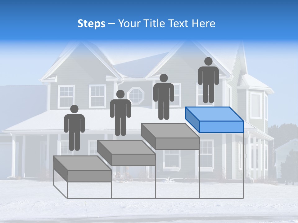 A View Of A New Home In Winter, Covered With Snow. PowerPoint Template