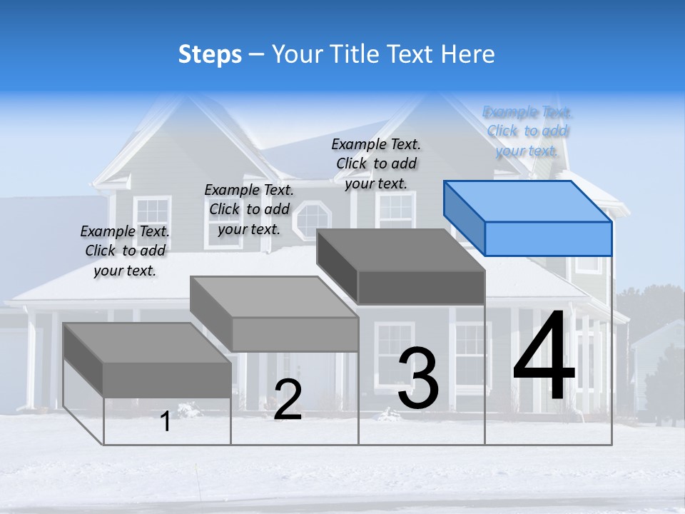 A View Of A New Home In Winter, Covered With Snow. PowerPoint Template