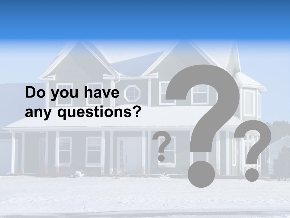 A View Of A New Home In Winter, Covered With Snow. PowerPoint Template