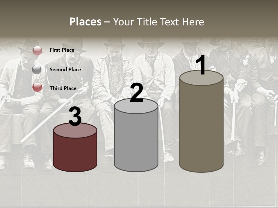 A Group Of Men Sitting Next To Each Other PowerPoint Template