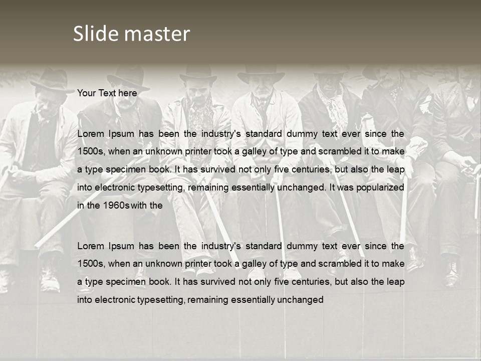 A Group Of Men Sitting Next To Each Other PowerPoint Template