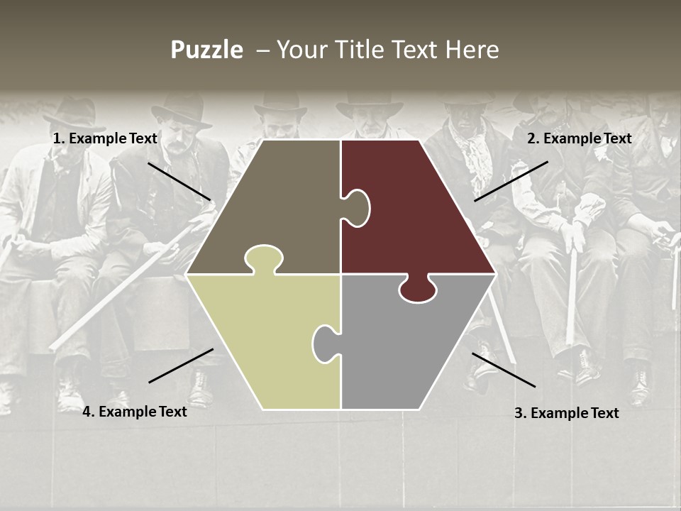 A Group Of Men Sitting Next To Each Other PowerPoint Template