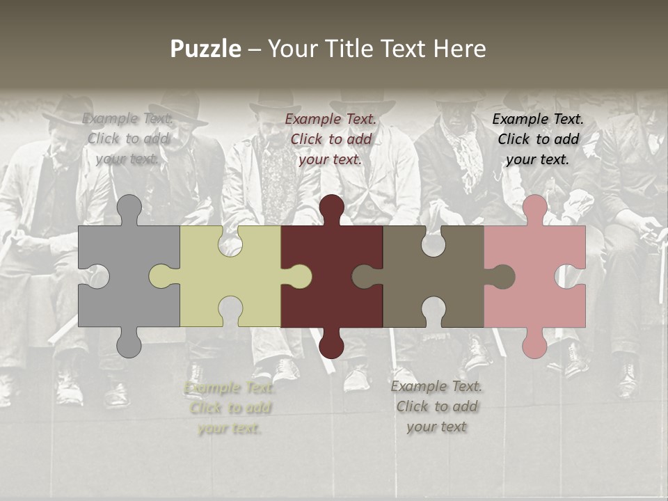 A Group Of Men Sitting Next To Each Other PowerPoint Template