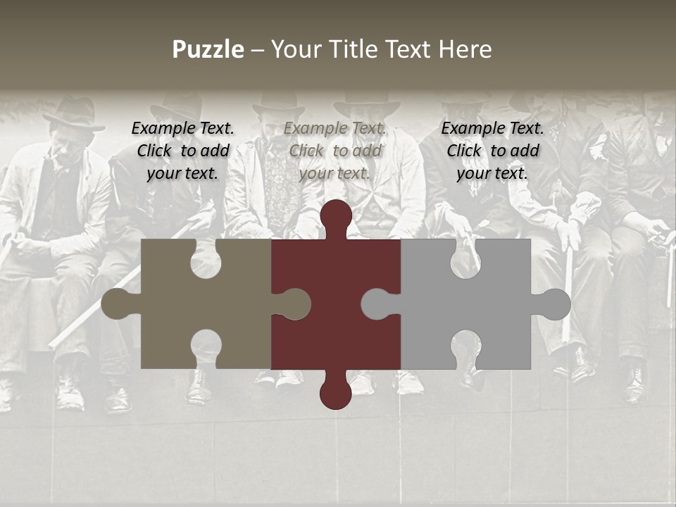 A Group Of Men Sitting Next To Each Other PowerPoint Template