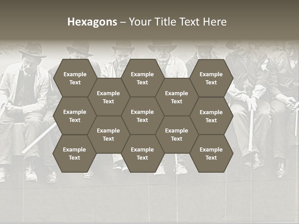 A Group Of Men Sitting Next To Each Other PowerPoint Template