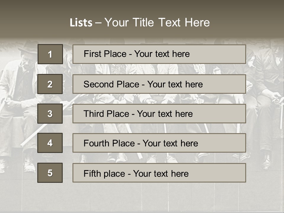 A Group Of Men Sitting Next To Each Other PowerPoint Template