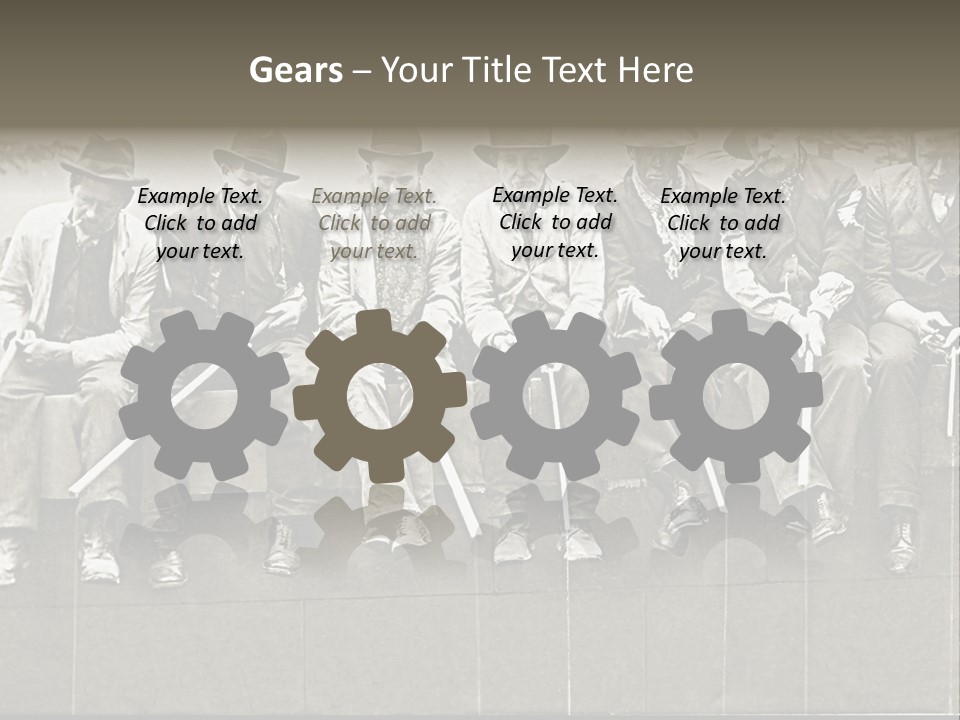 A Group Of Men Sitting Next To Each Other PowerPoint Template