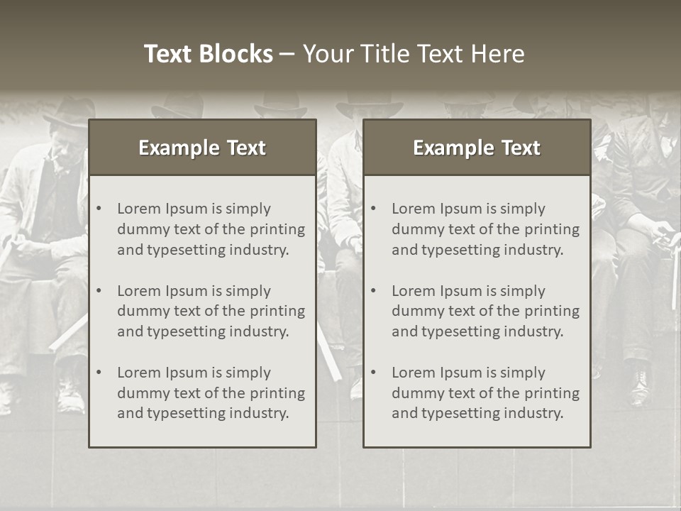 A Group Of Men Sitting Next To Each Other PowerPoint Template