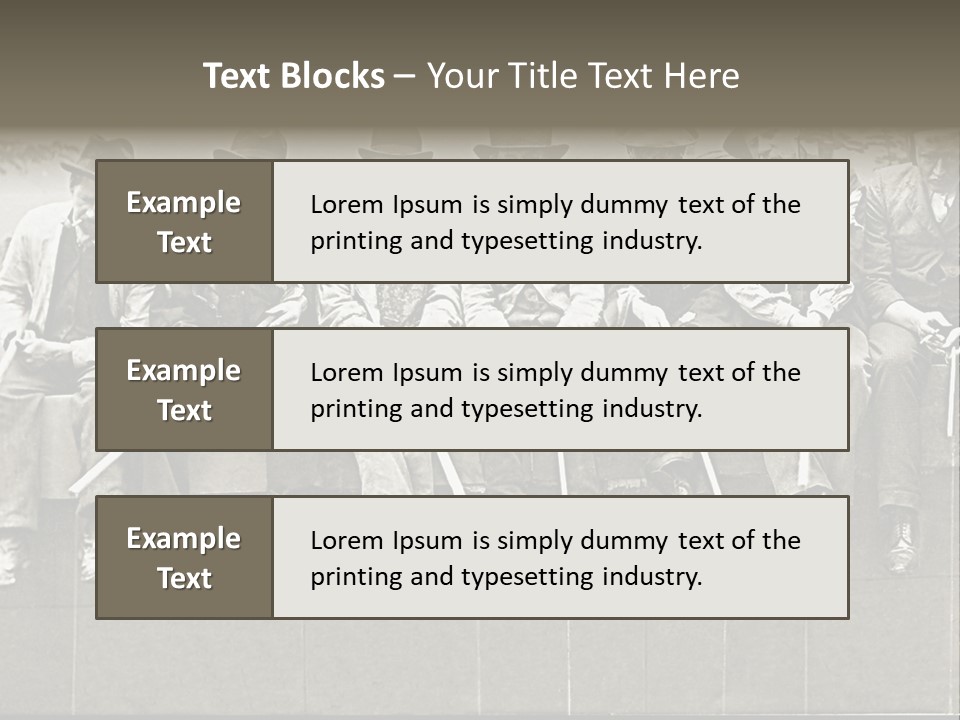 A Group Of Men Sitting Next To Each Other PowerPoint Template