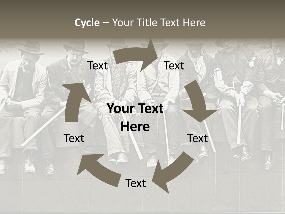 A Group Of Men Sitting Next To Each Other PowerPoint Template