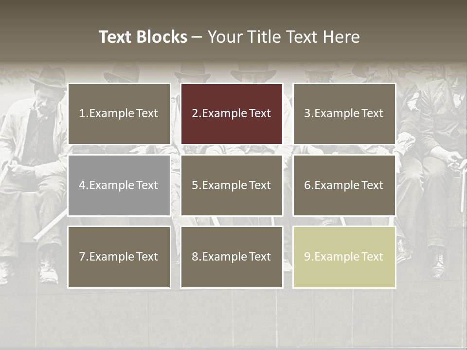 A Group Of Men Sitting Next To Each Other PowerPoint Template
