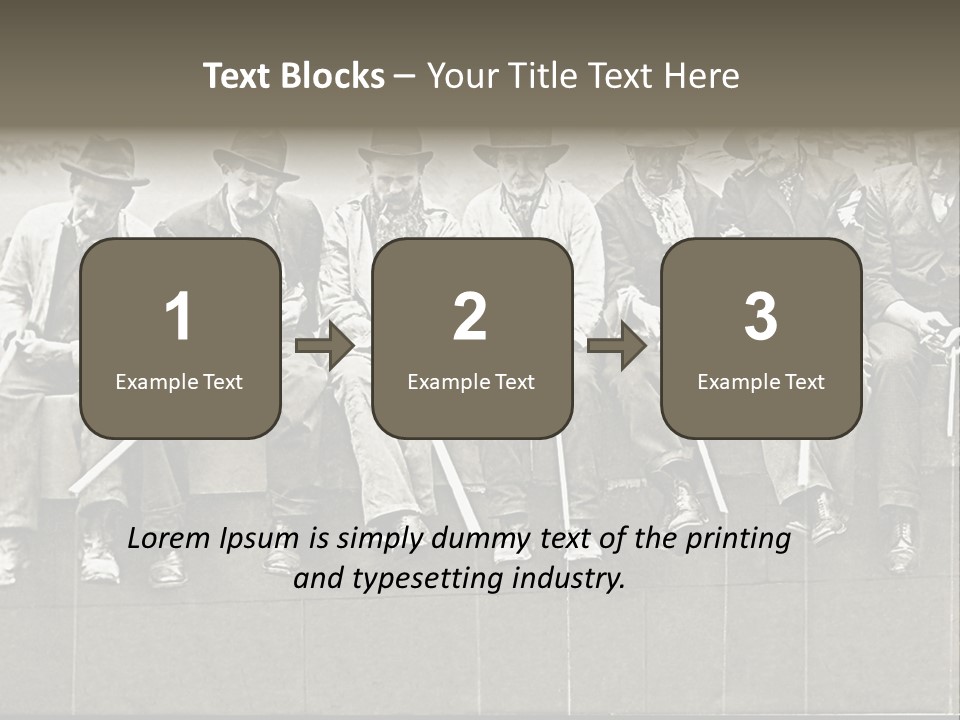 A Group Of Men Sitting Next To Each Other PowerPoint Template