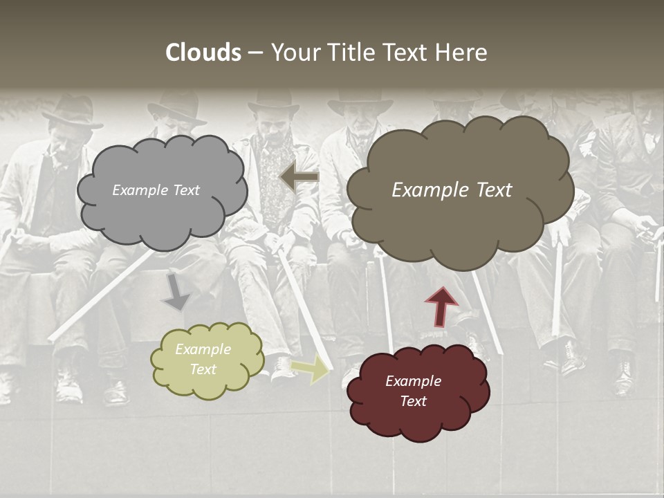 A Group Of Men Sitting Next To Each Other PowerPoint Template
