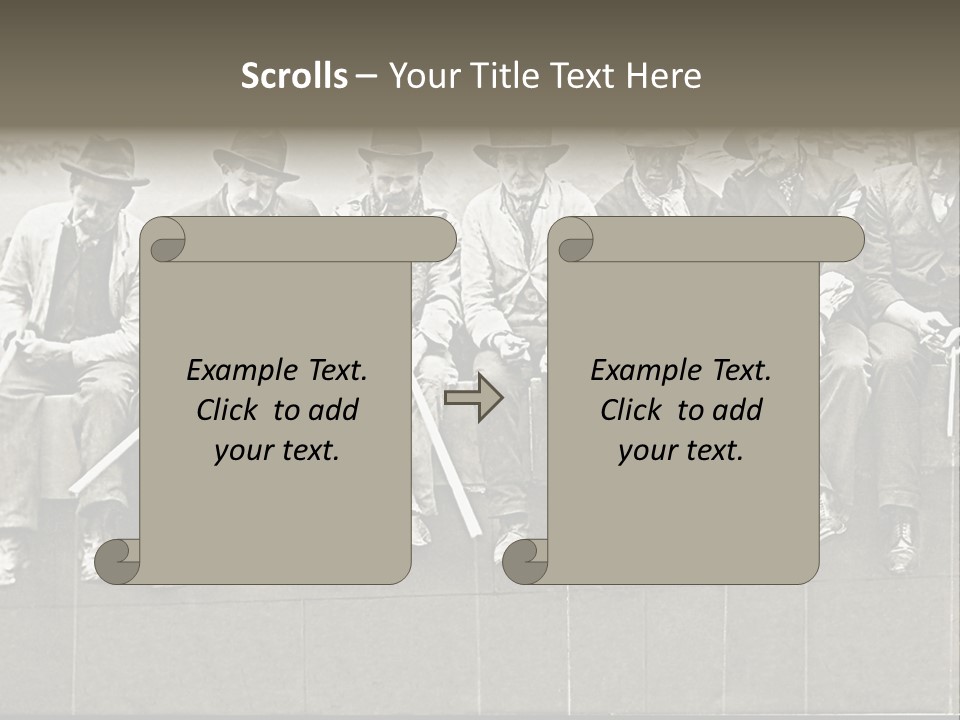 A Group Of Men Sitting Next To Each Other PowerPoint Template