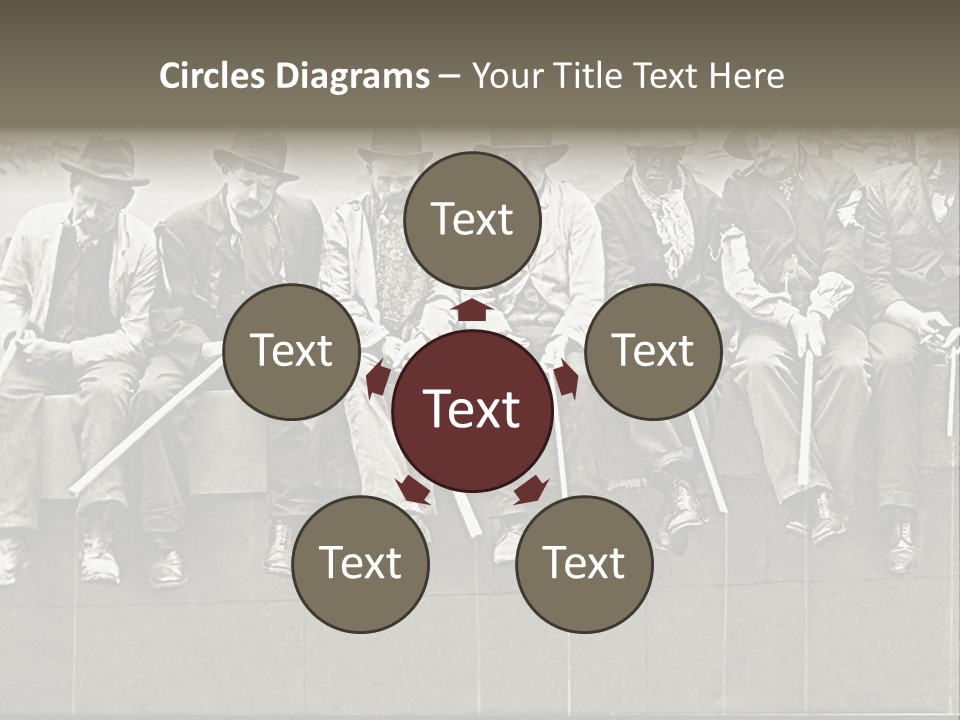 A Group Of Men Sitting Next To Each Other PowerPoint Template