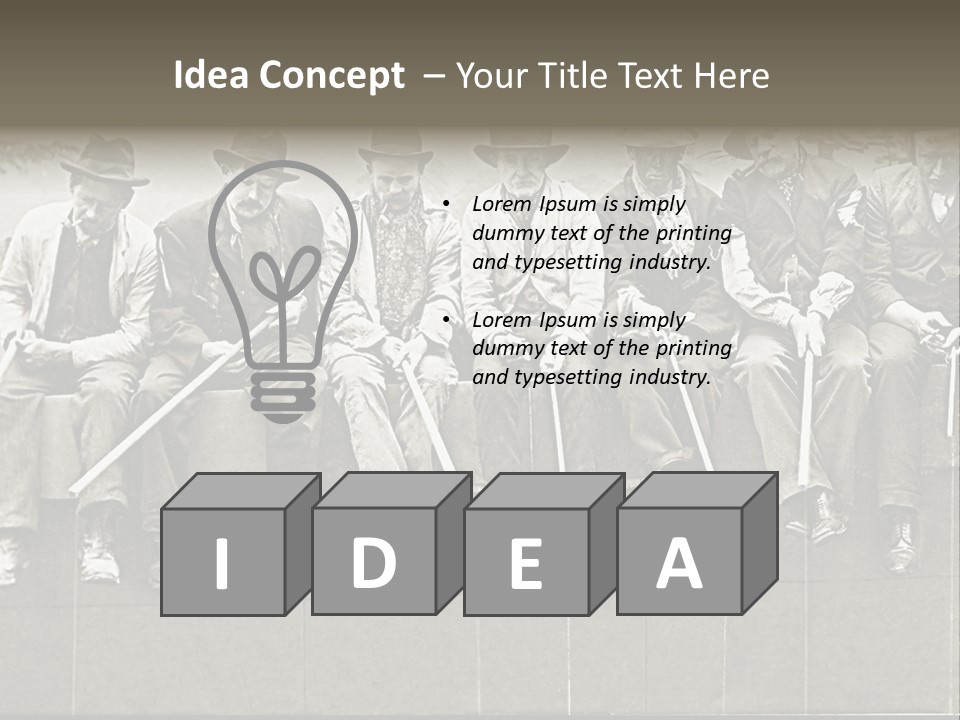 A Group Of Men Sitting Next To Each Other PowerPoint Template