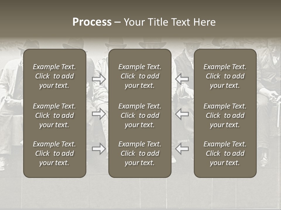 A Group Of Men Sitting Next To Each Other PowerPoint Template