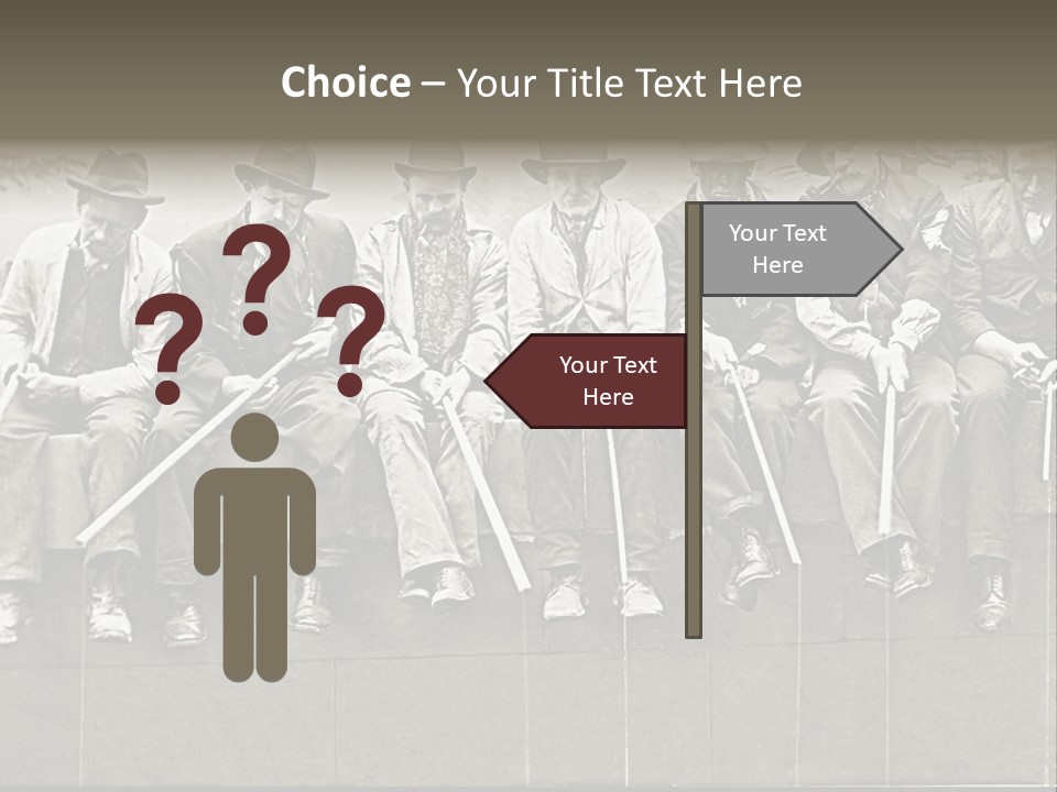 A Group Of Men Sitting Next To Each Other PowerPoint Template