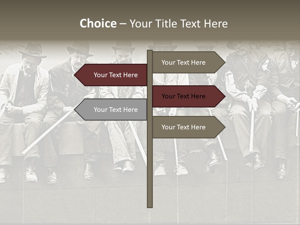 A Group Of Men Sitting Next To Each Other PowerPoint Template