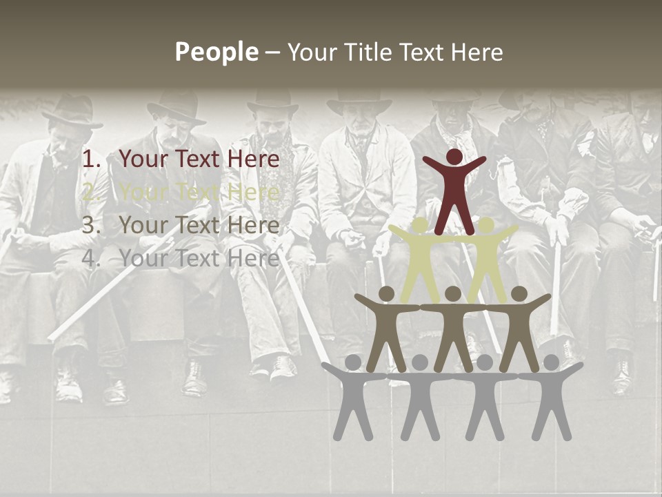 A Group Of Men Sitting Next To Each Other PowerPoint Template