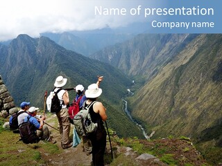 Ancient Inca Ruins Along The Inca Trail In Peru PowerPoint Template