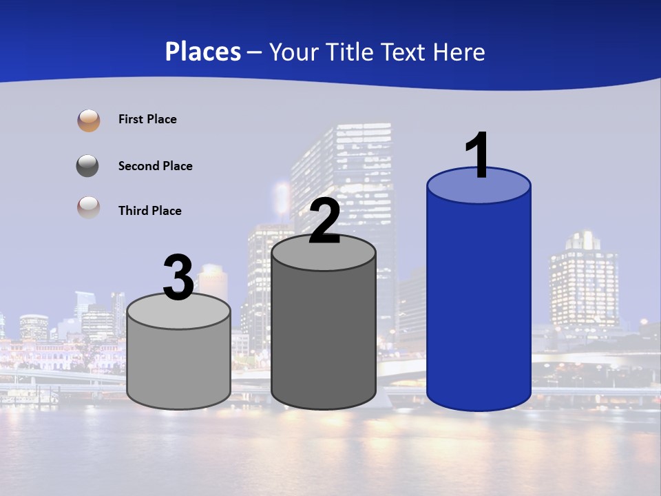Cityscape Of Brisbane, Queensland, Australia Taken Across Brisbane River At Night PowerPoint Template