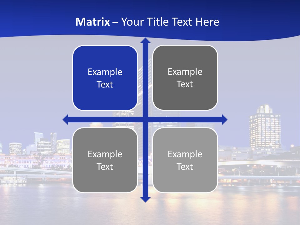 Cityscape Of Brisbane, Queensland, Australia Taken Across Brisbane River At Night PowerPoint Template