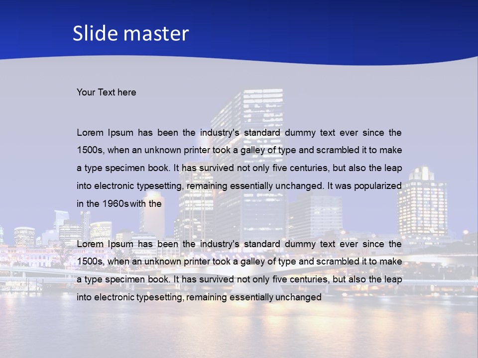 Cityscape Of Brisbane, Queensland, Australia Taken Across Brisbane River At Night PowerPoint Template