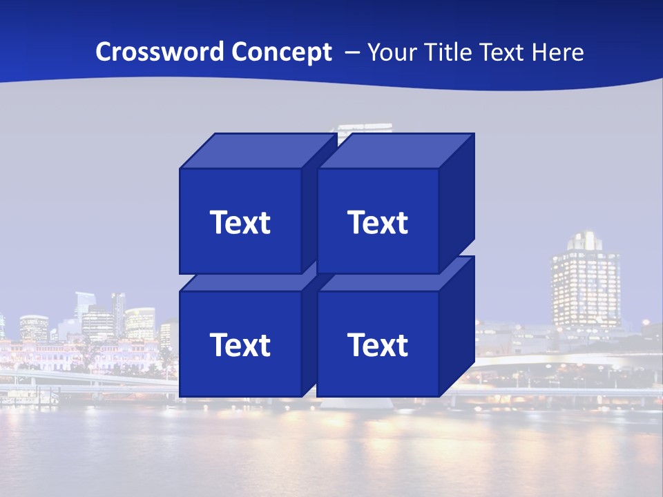 Cityscape Of Brisbane, Queensland, Australia Taken Across Brisbane River At Night PowerPoint Template