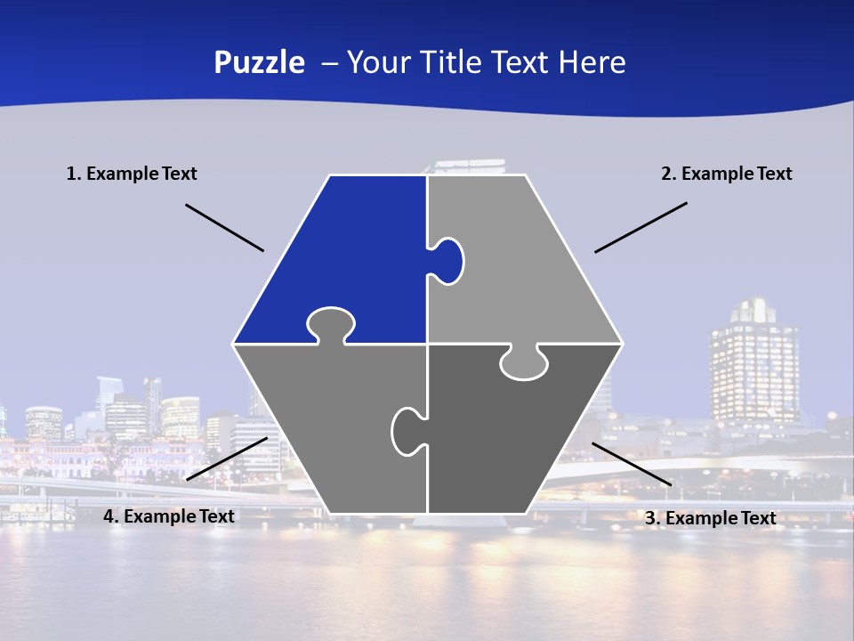 Cityscape Of Brisbane, Queensland, Australia Taken Across Brisbane River At Night PowerPoint Template