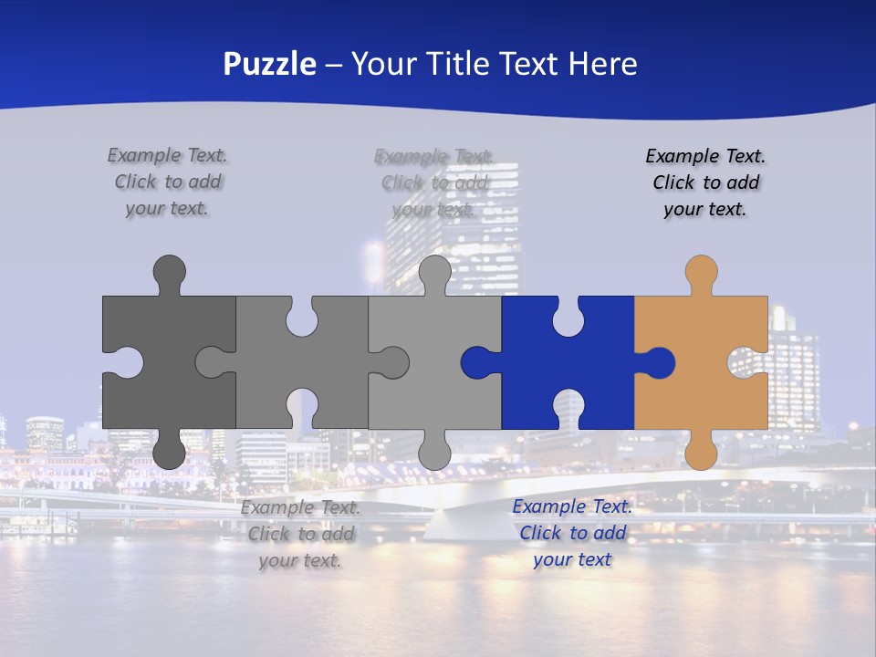 Cityscape Of Brisbane, Queensland, Australia Taken Across Brisbane River At Night PowerPoint Template