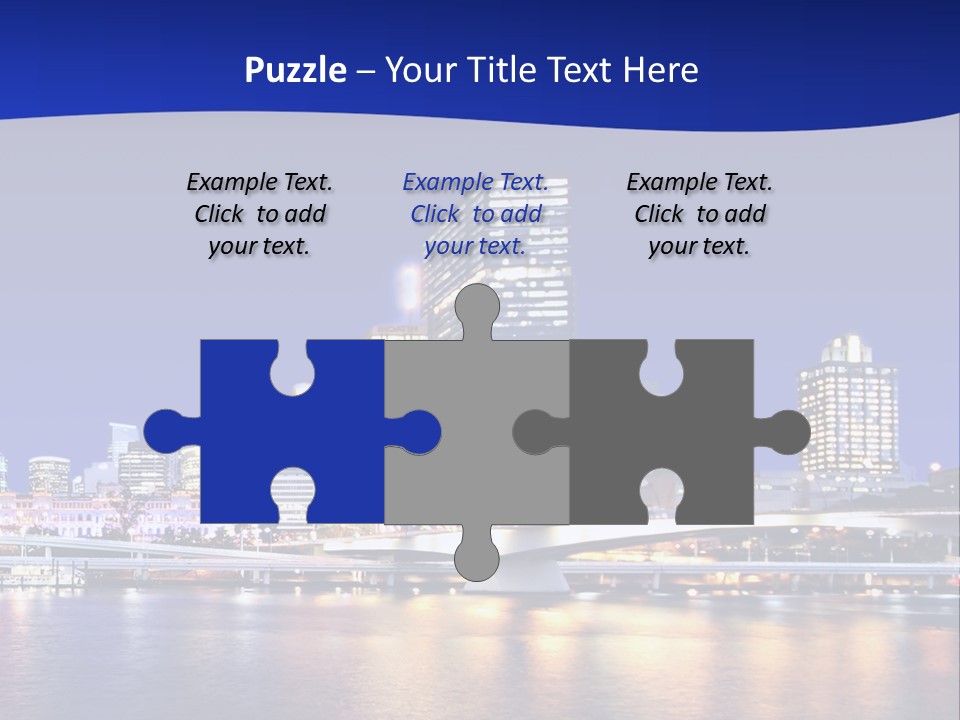 Cityscape Of Brisbane, Queensland, Australia Taken Across Brisbane River At Night PowerPoint Template