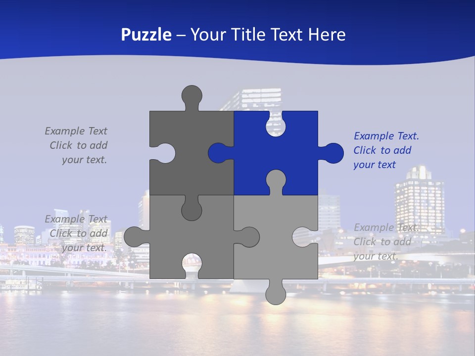 Cityscape Of Brisbane, Queensland, Australia Taken Across Brisbane River At Night PowerPoint Template