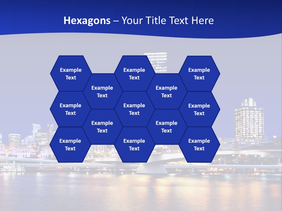 Cityscape Of Brisbane, Queensland, Australia Taken Across Brisbane River At Night PowerPoint Template